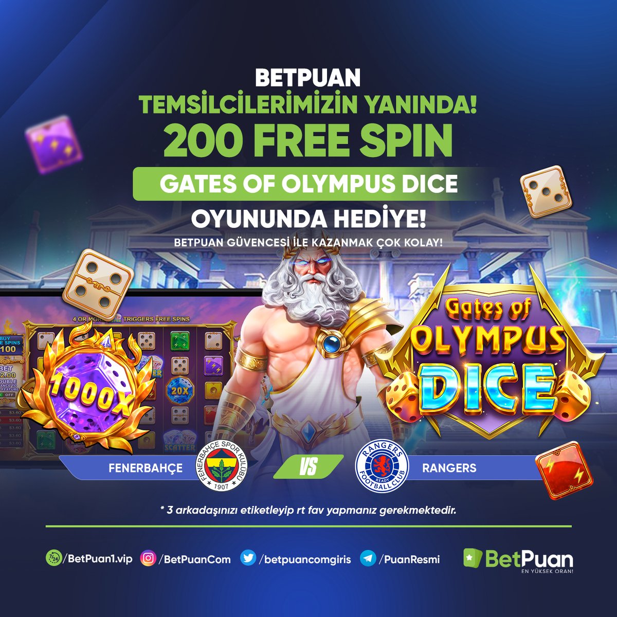 puanresmi's tweet photo. 🏆 BETPUAN TEMSİLCİLERİMİZ İLE GÜVENLE KAZANDIRIYOR! 200 FREE SPIN SİZLERİ BEKLİYOR ☀️
⭐️ FENERBAHÇE 🎯 RANGERS
🎉 BETPUAN HASTAGI İLE 3 ARKADAŞINIZI ETİKETLEYİN VE TAHMİNİZİ İLETİN BU HEYECANA ÖZEL 200 FREE SPINI YAKALAYIN !!
🏆 #DETAYLAR; https://t.co/iLLYeedkK9 #puangiris https://t.co/OfHJffNsia