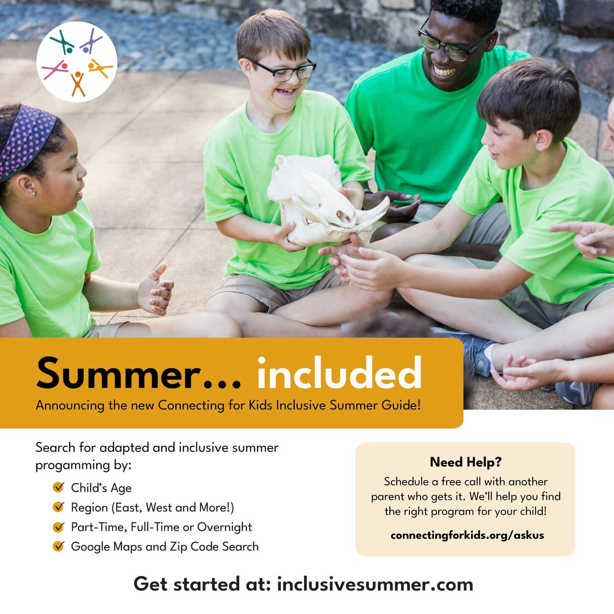 Planning an inclusive summer for your child just got easier! The Inclusive Summer Directory from Connecting for Kids features verified listings for camps, sports, arts, and more—so you spend less time searching and more time making memories.

Start here: inclusivesummer.com