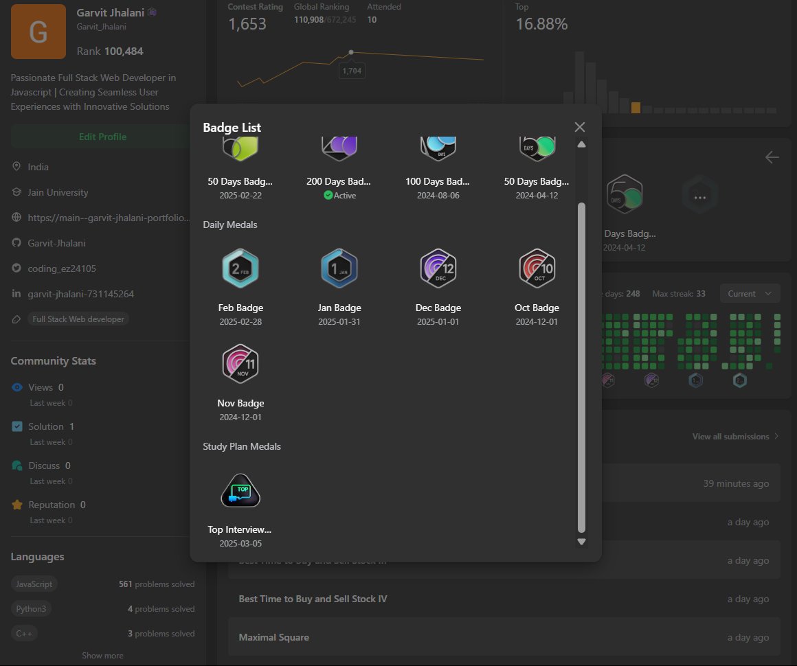 coding_ez24105's tweet image. Mission Accomplished! 🚀
I have successfully completed the Top 150 LeetCode
✅Now, I'll be showcasing my Full Stack and Generative AI projects along with their source code so you can explore and learn from them. Stay tuned for some exciting stuff!💻🔥
#LeetCode #FullStack #GenAI