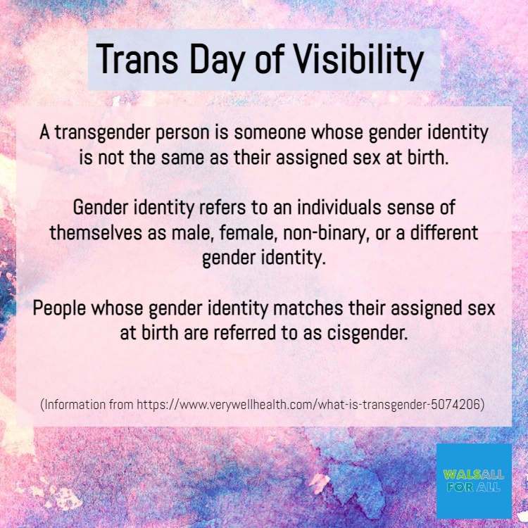 walsallforall's tweet image. On #TransDayOfVisibility you can be an ally to the community by learning about transgender identities #TDOV #WalsallForAll