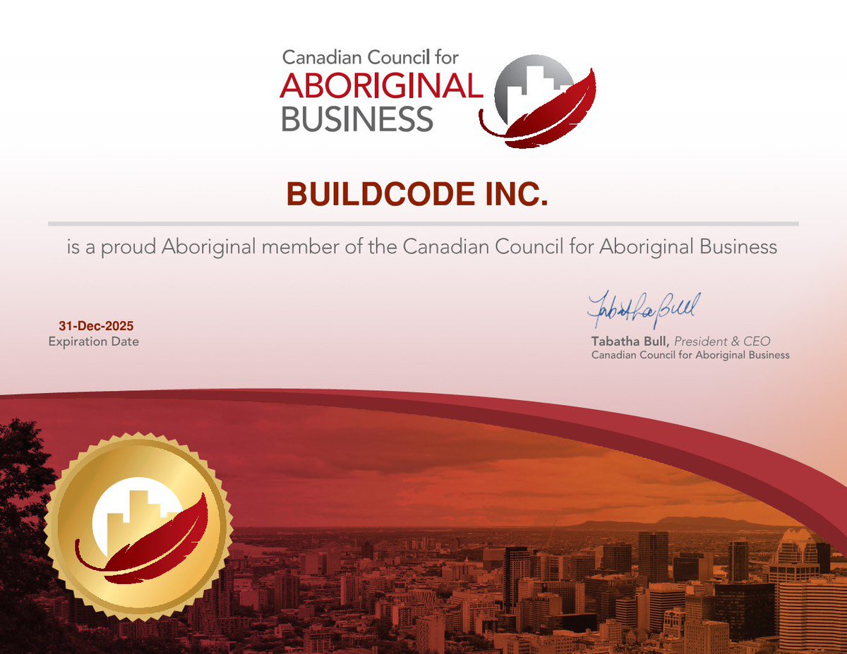 BuildCode (@buildcode_) on Twitter photo We are pleased to join <a href="/ccib_national/">Canadian Council for Indigenous Business</a> as a member. We look forward to collaborate with this group of individuals and the diverse expertise of its champion companies. As one of many Indigenous businesses in Canada, we look forward to contributing to this vibrant network. We are pleased to join <a href="/ccib_national/">Canadian Council for Indigenous Business</a> as a member. We look forward to collaborate with this group of individuals and the diverse expertise of its champion companies. As one of many Indigenous businesses in Canada, we look forward to contributing to this vibrant network.