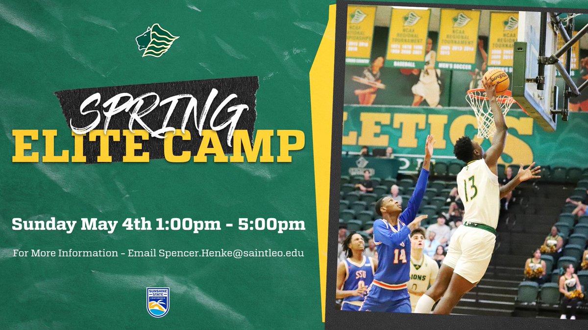 Join us Sunday May 4th from 1:00 pm to 5:00 pm for our Spring Elite Camp🦁 

Don't miss out on a chance to see our Beautiful Campus, Compete and Connect with our Staff/Players!

Open for Unsigned 2025, 2026, 2027, 2028 and Transfers🦁

Sign up Today: bit.ly/43ofsgE