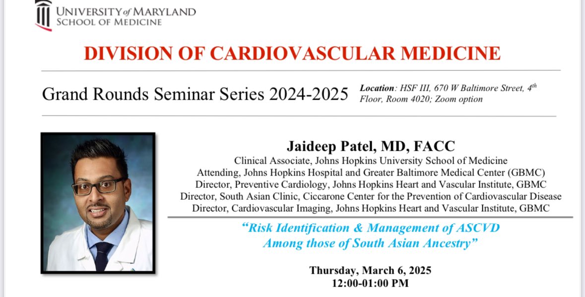 jaideeppatelmd's tweet image. Looking forward to a great conversation about #SouthAsianCVD with the @UM_Cardiology fellows and faculty! 

@CiccaroneCenter @rblument1 @GarimaVSharmaMD @SudiSarkar @ManuMysore2 @smuktas @Dr_DanMD