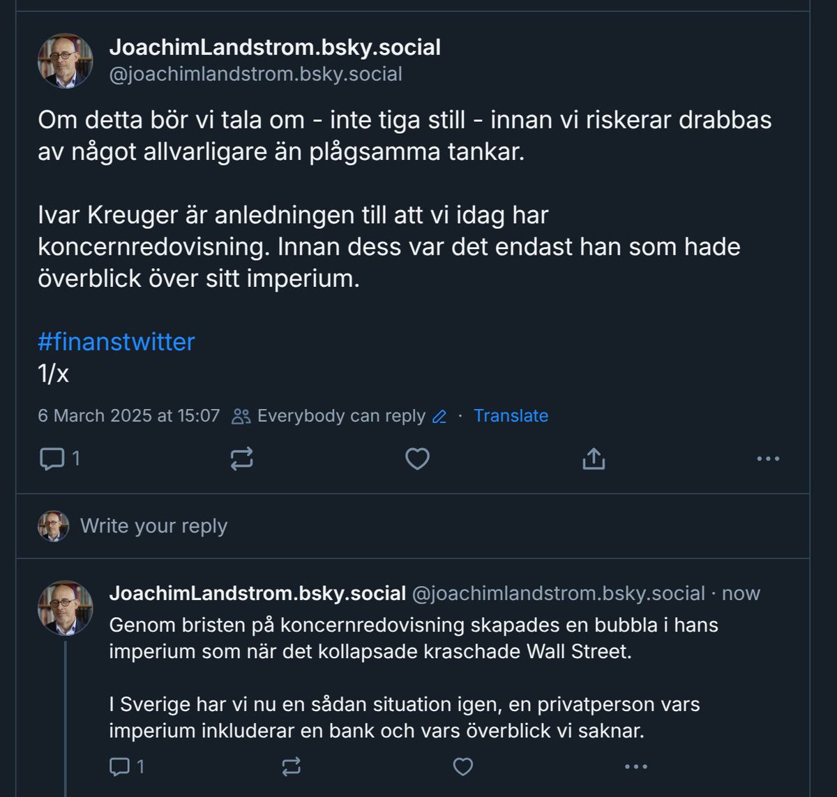 Skrev ett inlägg på BlueSky