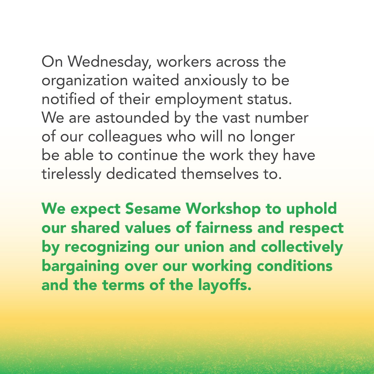 Sesame Workers Union tweet media