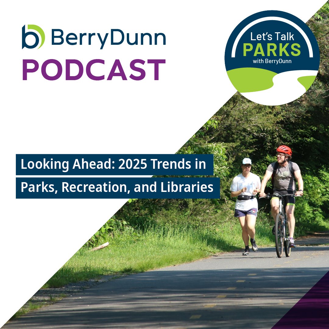 The next episode of BerryDunn's Park, Recreation, and Libraries podcast is out now! In this episode, we turn our focus to the future, exploring the trends and innovations we expect to shape the parks, recreation, and libraries industry in 2025. bit.ly/4ivjzfr