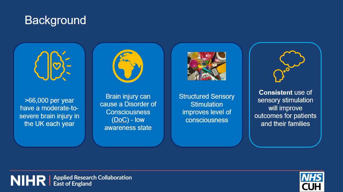 NIHR ARC East of England (@arc_eoe) on Twitter photo <a href="/AnnaJaneDreyer/">Anna Jane Dreyer</a> from the <a href="/NIHRARCs/">NIHR Applied Research Collaborations (ARCs)</a> DemComm programme addressed inequalities in neurodegenerative diseases and our Research Fellow, Joanne Clark from <a href="/CUH_NHS/">Cambridge University Hospitals NHS</a>, presented her #research on sensory stimulation in brain injury rehab.
#ARCECRSymposium
🧵2/2 <a href="/AnnaJaneDreyer/">Anna Jane Dreyer</a> from the <a href="/NIHRARCs/">NIHR Applied Research Collaborations (ARCs)</a> DemComm programme addressed inequalities in neurodegenerative diseases and our Research Fellow, Joanne Clark from <a href="/CUH_NHS/">Cambridge University Hospitals NHS</a>, presented her #research on sensory stimulation in brain injury rehab.
#ARCECRSymposium
🧵2/2