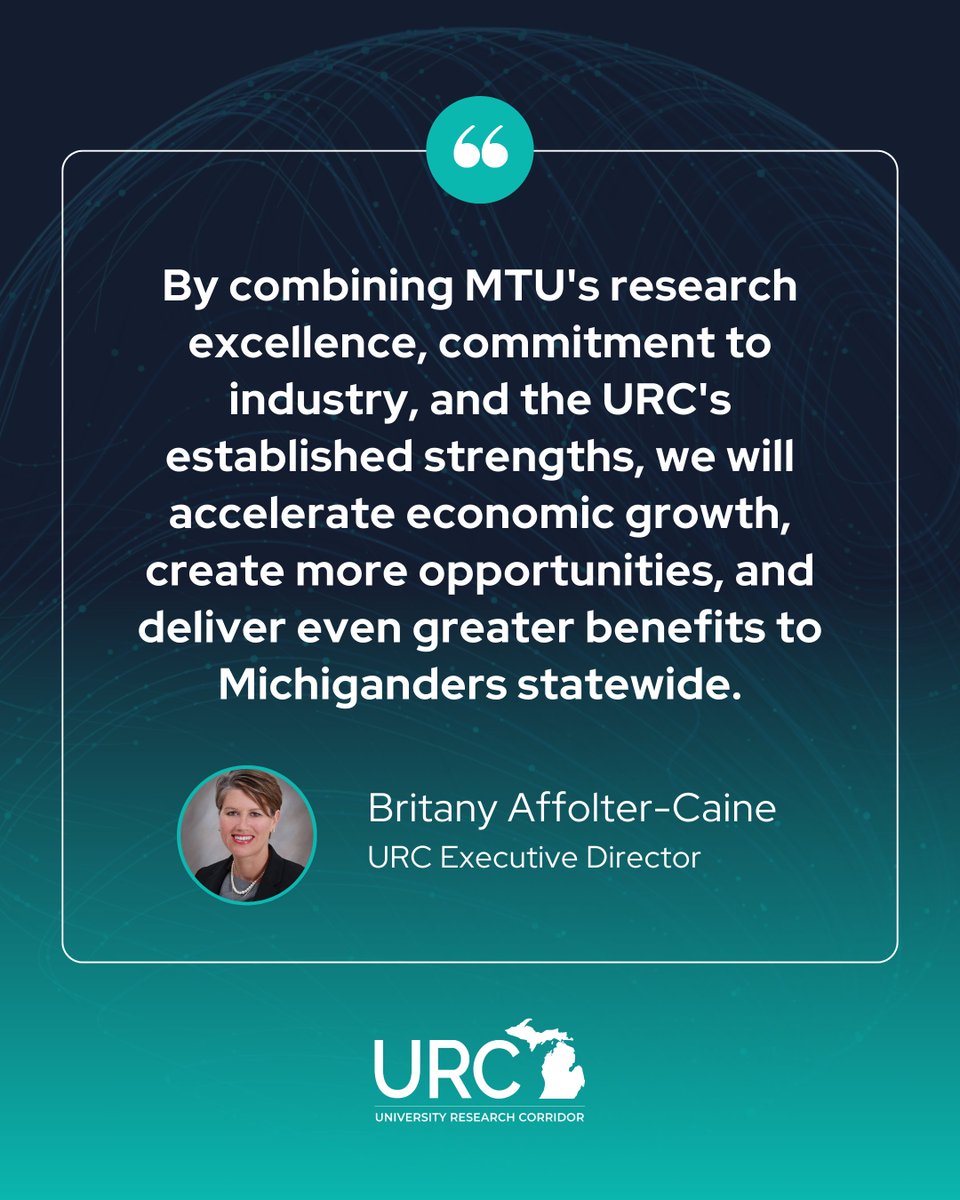 Michigan's URC (@urcmich) on Twitter photo ICYMI: <a href="/michigantech/">Michigan Tech</a> is now part of Michigan’s URC!
MTU's expertise in engineering, advanced manufacturing, mobility & sustainability complements the URC’s research strengths, expanding the alliance’s capacity to address critical challenges.
Learn more: bit.ly/4iodSj5 ICYMI: <a href="/michigantech/">Michigan Tech</a> is now part of Michigan’s URC!
MTU's expertise in engineering, advanced manufacturing, mobility & sustainability complements the URC’s research strengths, expanding the alliance’s capacity to address critical challenges.
Learn more: bit.ly/4iodSj5