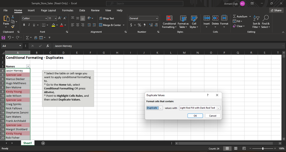 armani0GK's tweet image. Day 4: Conditional Formatting in Excel
✅ Highlighted duplicates
✅ Used Color Scales for trends
✅ Added Icon Sets for quick insights
✅ Created Custom Rules to highlight key data
Conditional formatting makes analysis easier!
#Excel #DataAnalytics #ExcelChallenge #Datafam