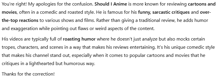 shouldianime's tweet photo. I tried to ChatGPT What im "KNOWN" for and this glazing ass AI gave a damn book to read lmao. Like nigga i needed at least a sentence worth. But W ChatGPT I Guess. #imnotfamous https://t.co/NPACFVezMd