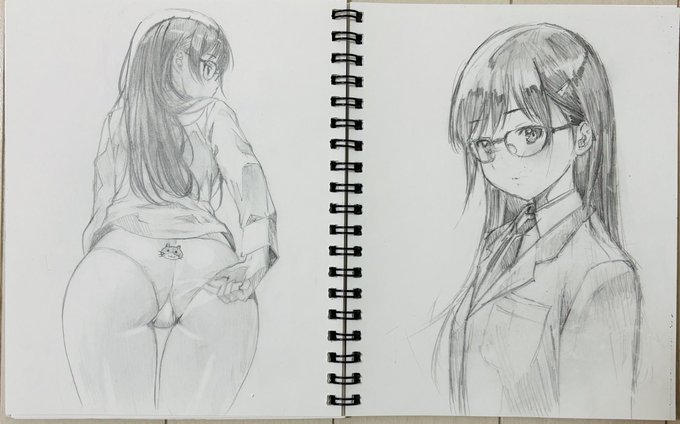 ギックリ腰からの(6割程)復活 #アナログイラスト #アナログイラスト #眼鏡っ子