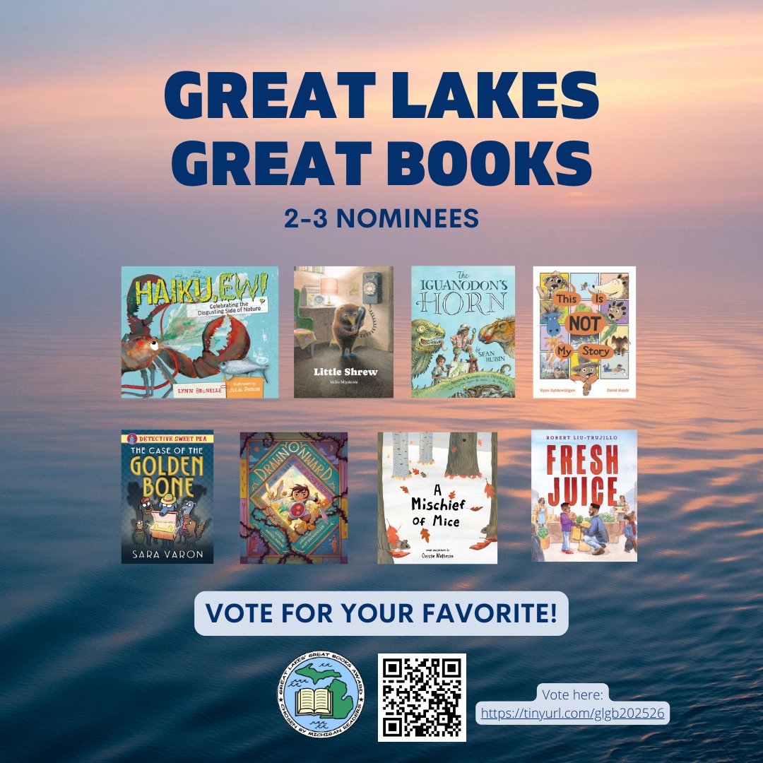 Michigan Great Lakes Great Books Award (@michglgbooks) on Twitter photo Congratulations to our 2-3 nominees for 2025-26! <a href="/michiganreading/">Mich Reading Assoc</a>
Nominees: <a href="/LynnBrunelle/">Lynn Brunelle</a> <a href="/akikomiyakoshi/">Akiko MIYAKOSHI</a> <a href="/R_Uytdewilligen/">Ryan Uytdewilligen</a> <a href="/DanielNayeri/">Khosrou Daniel Nayeri (TWEETS FRIDAYS)</a> <a href="/RobertTres/">Robert Liu-Trujillo</a> @christiemath Congratulations to our 2-3 nominees for 2025-26! <a href="/michiganreading/">Mich Reading Assoc</a>
Nominees: <a href="/LynnBrunelle/">Lynn Brunelle</a> <a href="/akikomiyakoshi/">Akiko MIYAKOSHI</a> <a href="/R_Uytdewilligen/">Ryan Uytdewilligen</a> <a href="/DanielNayeri/">Khosrou Daniel Nayeri (TWEETS FRIDAYS)</a> <a href="/RobertTres/">Robert Liu-Trujillo</a> @christiemath
