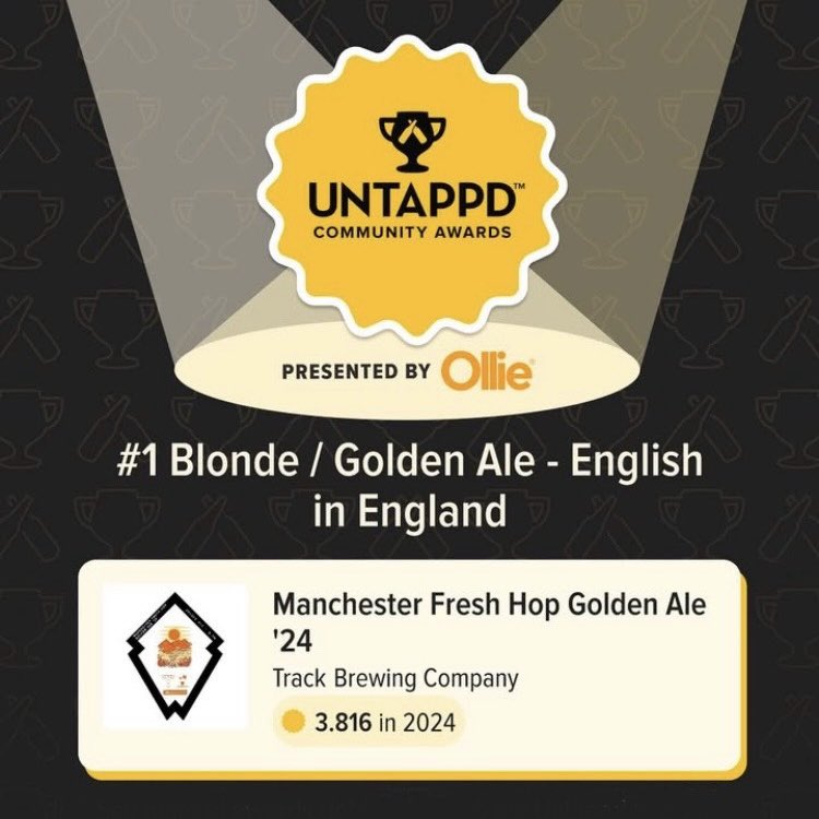 craftbrewtique's tweet image. Buzzing to see that Track have won Gold at the @untappd Community Awards 2024 for the Golden Ale they made in collaboration with @MCRHopProject and brewed with some of our hops grown at The Grove Allotments in Urmston 🥇