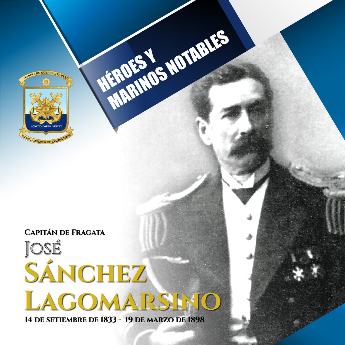 El Capitán de Fragata José Sánchez Lagomarsino luchó en el Combate del 2 de mayo de 1866 quedando herido en ambas piernas. Su recuperación fue larga y quedó con secuelas. En 1887 fue Director de Marina en el Ministerio de Guerra. Murió el 19 de marzo de 1898 a los 53 años.