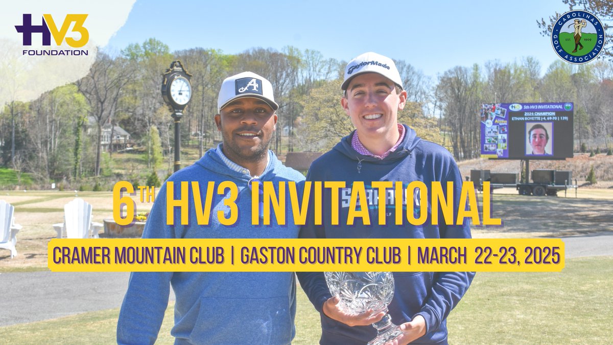 Carolinas Golf Assoc (@cgagolf1909) on Twitter photo 🚨 Last Chance! HV3 Invitational Registration Closes Tonight! 🚨
Don’t miss your shot at competing in this elite junior tournament! Open to male amateurs under 19 who haven’t started college.
⏳ Register before it’s too late ➡️ hubs.ly/Q039GMMp0
<a href="/hv3_foundation/">HV3 Foundation</a> 🚨 Last Chance! HV3 Invitational Registration Closes Tonight! 🚨
Don’t miss your shot at competing in this elite junior tournament! Open to male amateurs under 19 who haven’t started college.
⏳ Register before it’s too late ➡️ hubs.ly/Q039GMMp0
<a href="/hv3_foundation/">HV3 Foundation</a>