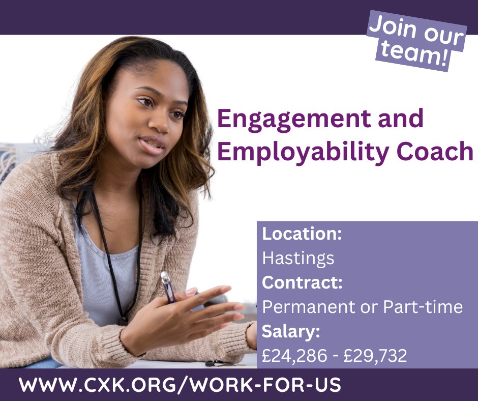 📢 We're #hiring! Join CXK as an Engagement &amp; Employability Coach in Hastings and help people into work. 💼 £24,286-£29,732 📅 Closes 11th March. Great benefits &amp; flexible working! Apply now 👉 cxk.org/careers/va40-e…