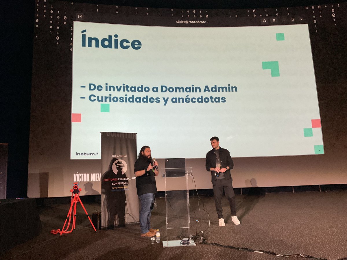Criptored (@criptored) on Twitter photo En el escenario Jona Nebot y Victor Nieves con la ponencia “Pivoting and Privilege Escalation in the real world: from user to Domain Admin” <a href="/inetum_es/">Inetum (en español)</a> #criptoredcon2025 #sala18 <a href="/criptored/">Criptored</a> <a href="/rootedcon/">/RootedCON</a> <a href="/mindcrypt/">Alfonso Muñoz, Phd</a> En el escenario Jona Nebot y Victor Nieves con la ponencia “Pivoting and Privilege Escalation in the real world: from user to Domain Admin” <a href="/inetum_es/">Inetum (en español)</a> #criptoredcon2025 #sala18 <a href="/criptored/">Criptored</a> <a href="/rootedcon/">/RootedCON</a> <a href="/mindcrypt/">Alfonso Muñoz, Phd</a>