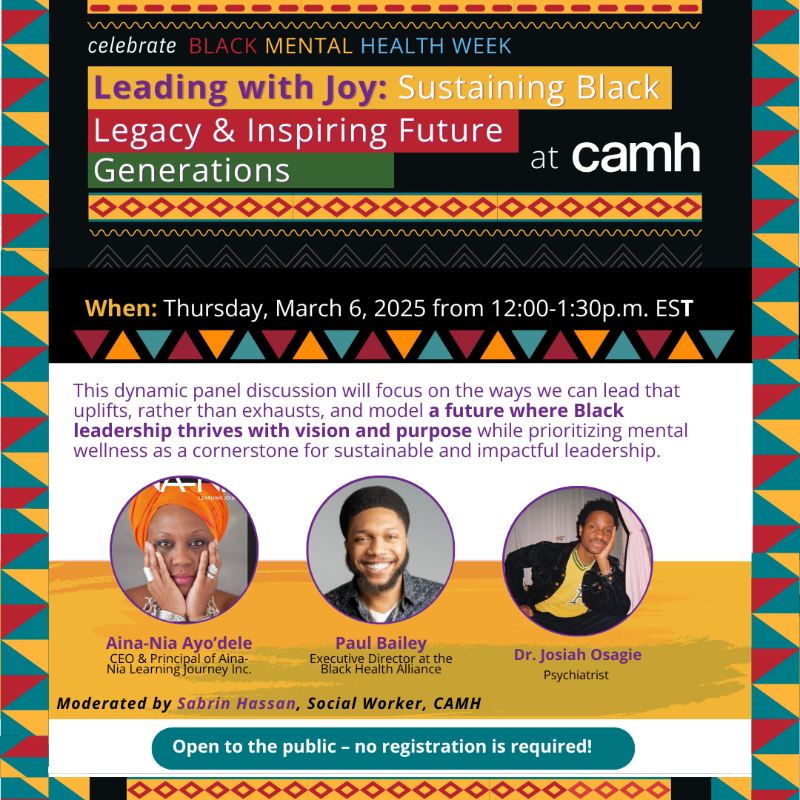 Today is the day! 🎉 

Join us in celebrating #BlackMentalHealthWeek with a virtual panel discussion on Thursday, March 6, from 12:00 to 1:30 PM, focused on the ways we can champion a future where Black leadership thrives with purpose and joy.  

📷MORE:
eventbrite.com/e/leading-with…