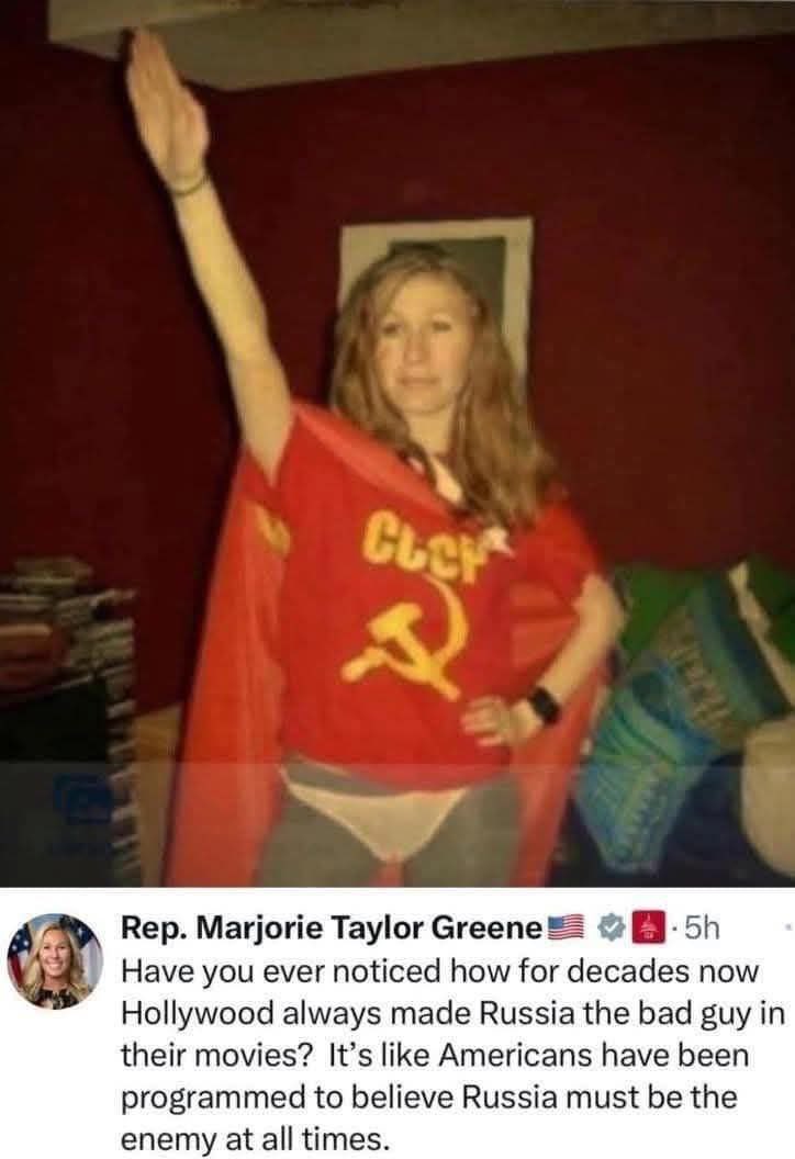 Stultus_Maximus's tweet image. Es gibt nichts zu sehen bei #Trump&apos;s Republikanern. Alles ganz normal. #MarjorieTaylorGreene macht hier nur den allseits beliebten #Musk Gruß.