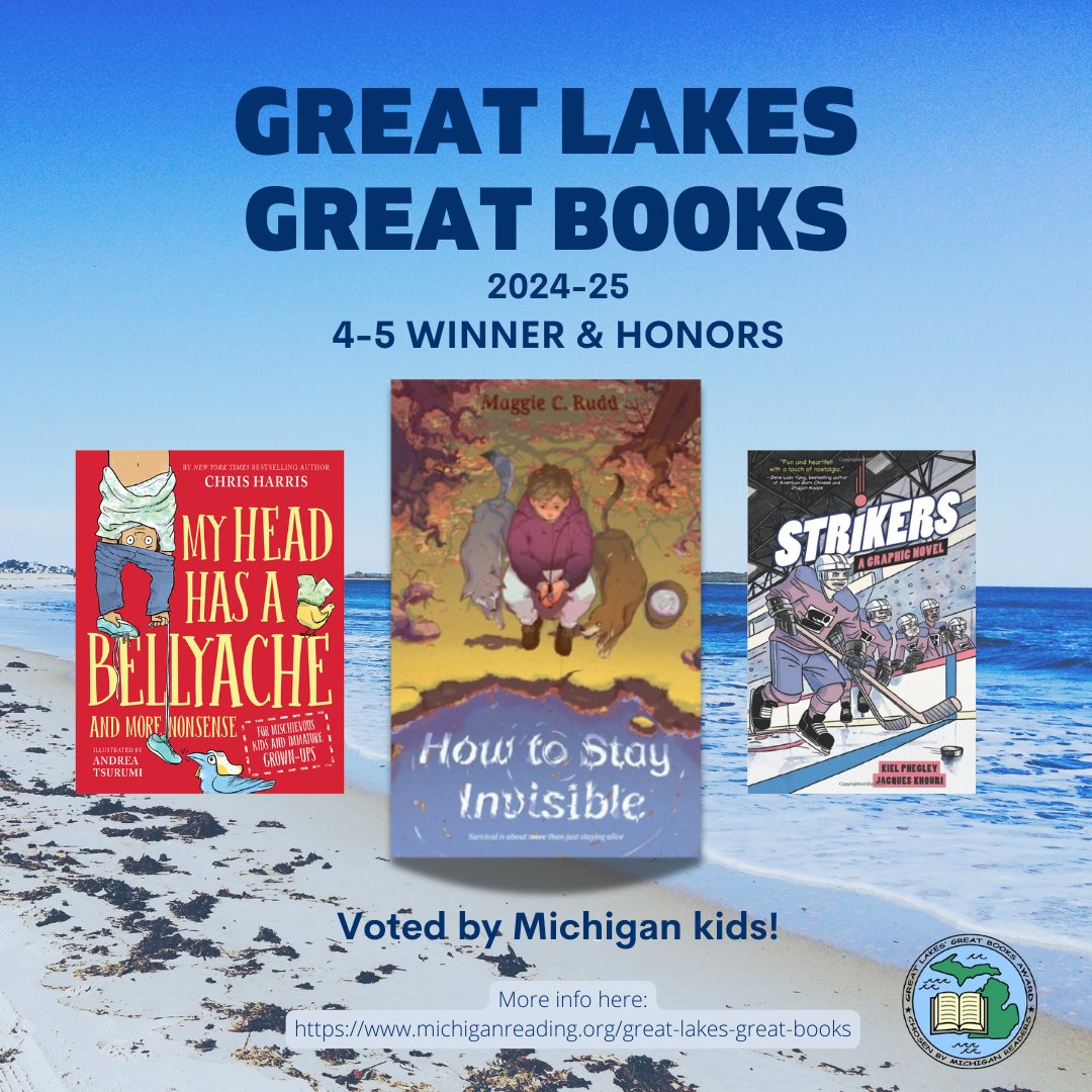 Michigan Great Lakes Great Books Award (@michglgbooks) on Twitter photo Congratulations to our 4-5 winners and honors for 2024-25! <a href="/michiganreading/">Mich Reading Assoc</a>
Honors: <a href="/justchrisharris/">Chris Harris</a> <a href="/AndreaTsurumi/">Andrea Tsurumi</a> <a href="/KielPhegley/">Kiel Phegley</a> Congratulations to our 4-5 winners and honors for 2024-25! <a href="/michiganreading/">Mich Reading Assoc</a>
Honors: <a href="/justchrisharris/">Chris Harris</a> <a href="/AndreaTsurumi/">Andrea Tsurumi</a> <a href="/KielPhegley/">Kiel Phegley</a>