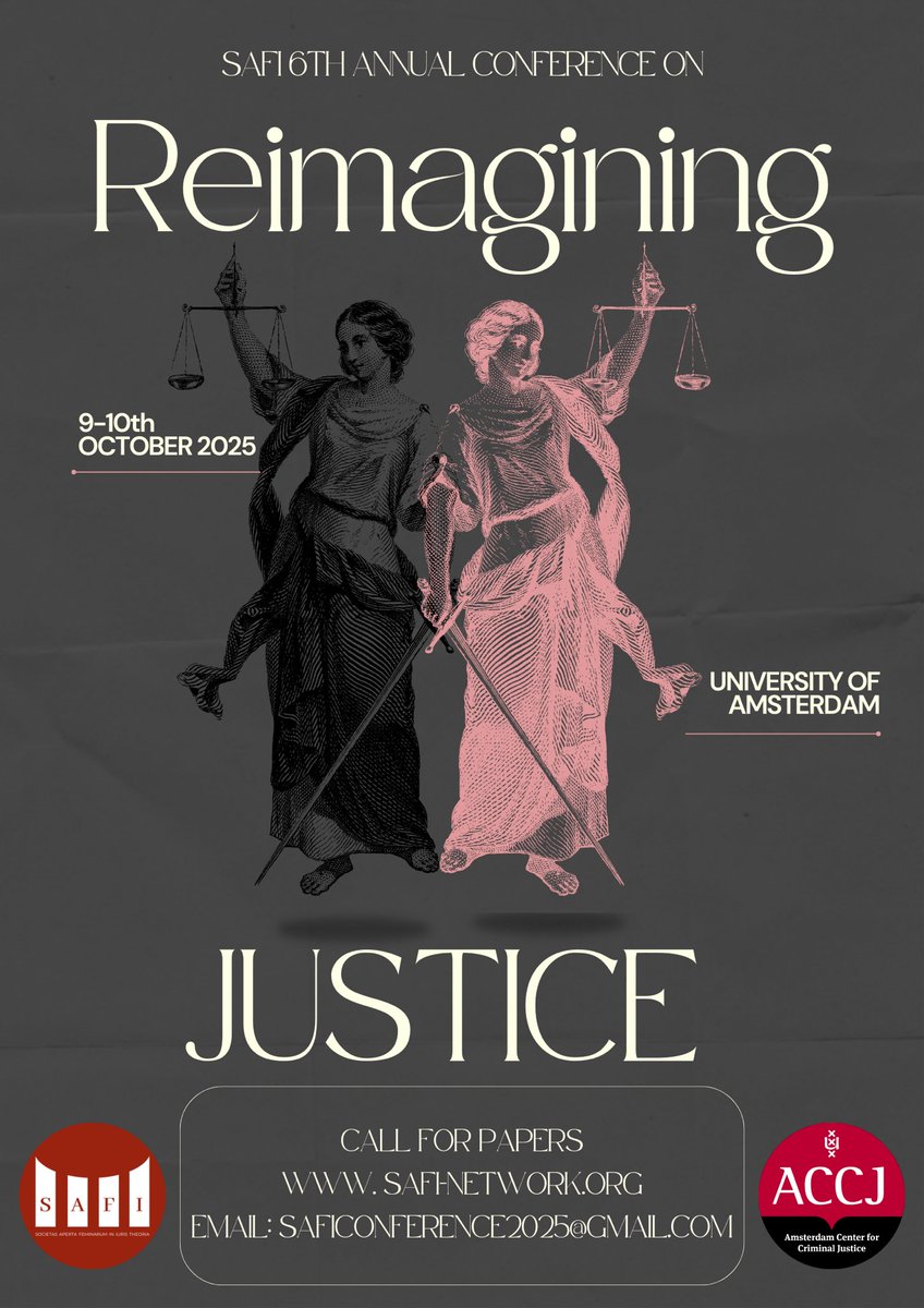 We are thrilled to announce that the Call for Papers for SAFI’s 6th Annual Conference is officially open!

The Theme : Reimagining Justice
The Place : University of Amsterdam 
The Date : 9th–10th October 2025

All the information are on our website: safi-network.org/conferences/am…