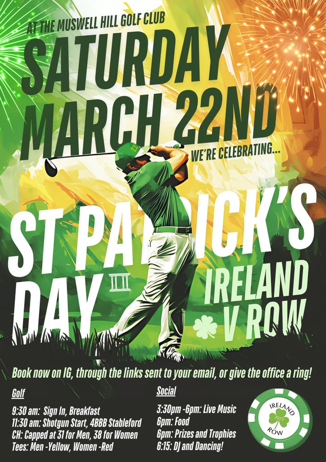 Just two weeks to go

Have you entered yet and who will you be representing?

This is always a very popular club event - enter today to avoid disappointment

#StPatricksDay2025 #wherewouldyouratherbe #muswellhill