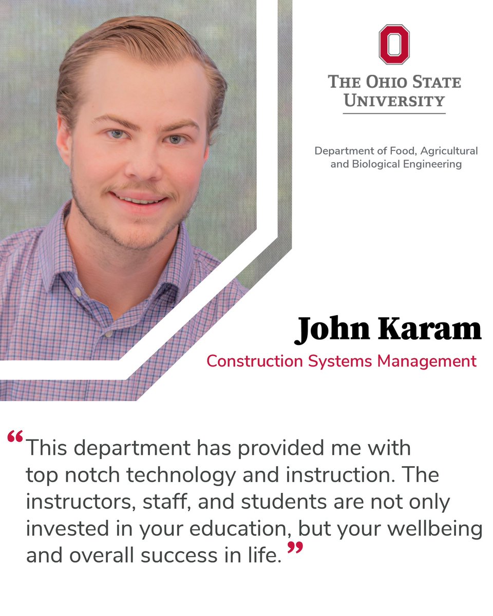 Senior Spotlight 🔦

John Karam is a CSM major from Columbus, OH 👷

We sat down with John to hear about his experience in CSM ⬇️

fabe.osu.edu/news/senior-sp…