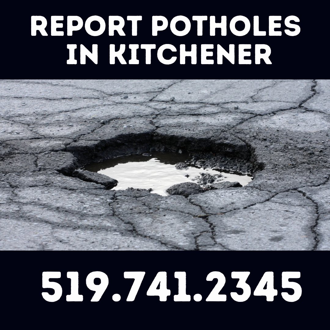 The crazy winter we’ve had has produced a LOT of potholes. Our crews have been monitoring &amp; patching them, but your help in reporting them is helpful. To be sure potholes on your drive are addressed call our Contact Centre at 519.741.2345. Details kitchener.ca/en/roads-and-c…