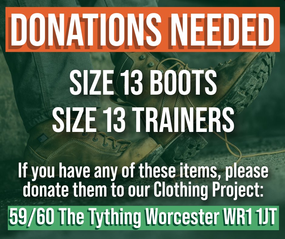 If you have any of these items to donate, please bring them to our Clothing Project:
📍59/60 The Tything, Worcester, WR1 1JT
🕰 9am - 12pm, Monday, Wednesday and Friday

#maggsdaycentre #homeless #worcestershire #homelessness #vulnerable #charity