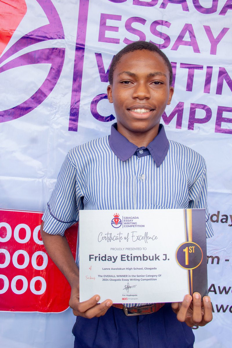 MyGbagada's tweet image. The top three winners in both the senior and junior categories received prizes of N100,000, N50,000, and N30,000, respectively.

we were happy to learn that the 1st in Senior category had won a scholarship from another competition in recognition of his academic excellence.
#GEWC