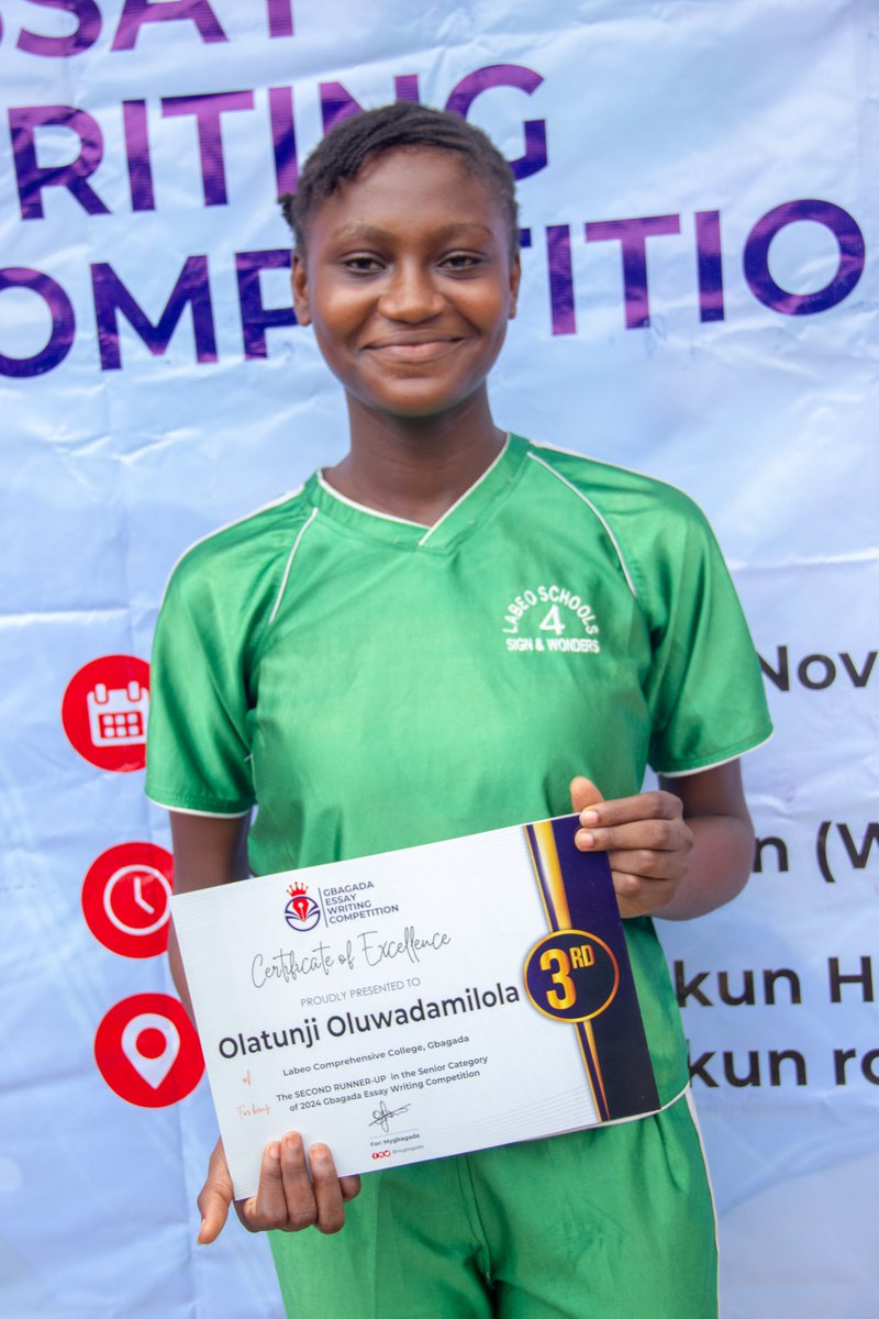 MyGbagada's tweet image. The top three winners in both the senior and junior categories received prizes of N100,000, N50,000, and N30,000, respectively.

we were happy to learn that the 1st in Senior category had won a scholarship from another competition in recognition of his academic excellence.
#GEWC