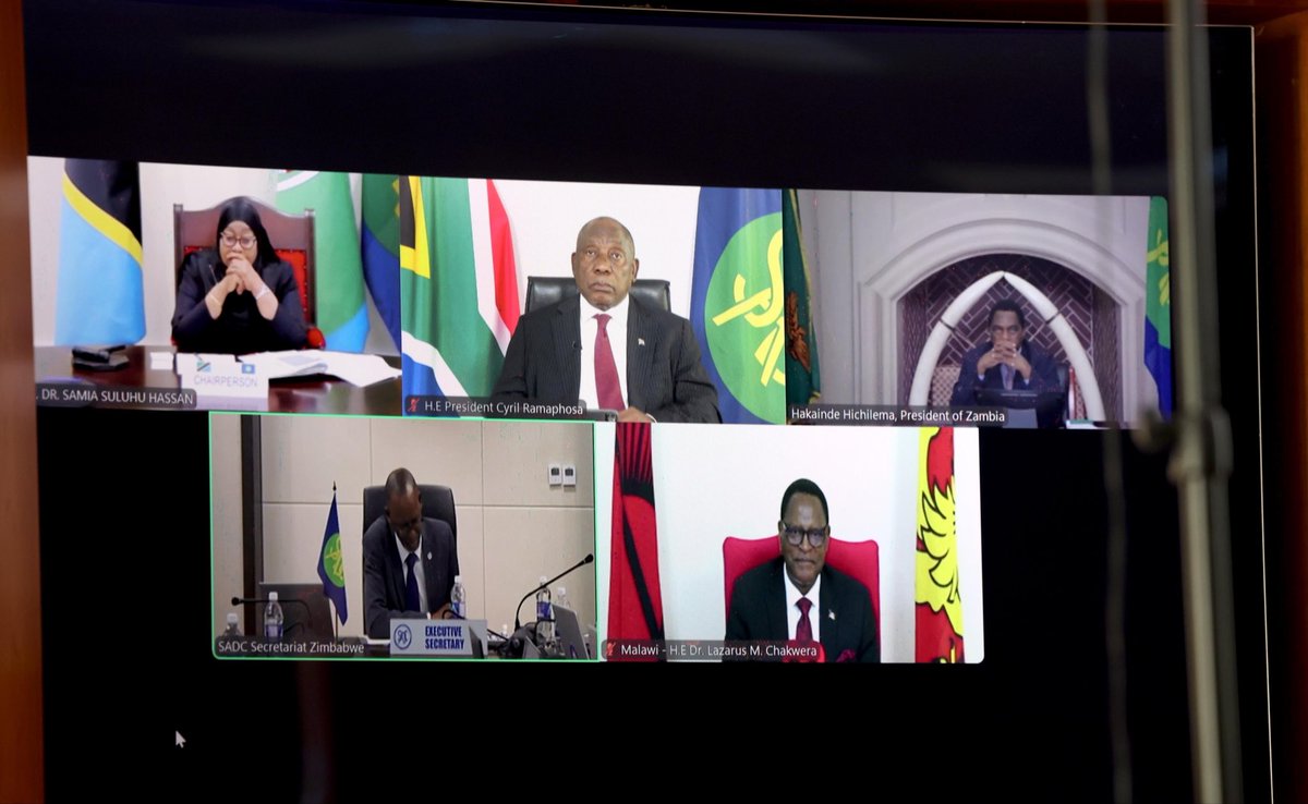 The Presidency 🇿🇦 (@presidencyza) on Twitter photo 🇿🇦His Excellency President <a href="/CyrilRamaphosa/">Cyril Ramaphosa 🇿🇦</a> participates in the Virtual Extraordinary Organ Troika Summit of SADC Heads of State and Government + Troop Contributing Countries to the SADC Mission in the Democratic Republic of Congo (SAMIDRC) + the Democratic Republic of Congo. 🇿🇦His Excellency President <a href="/CyrilRamaphosa/">Cyril Ramaphosa 🇿🇦</a> participates in the Virtual Extraordinary Organ Troika Summit of SADC Heads of State and Government + Troop Contributing Countries to the SADC Mission in the Democratic Republic of Congo (SAMIDRC) + the Democratic Republic of Congo.