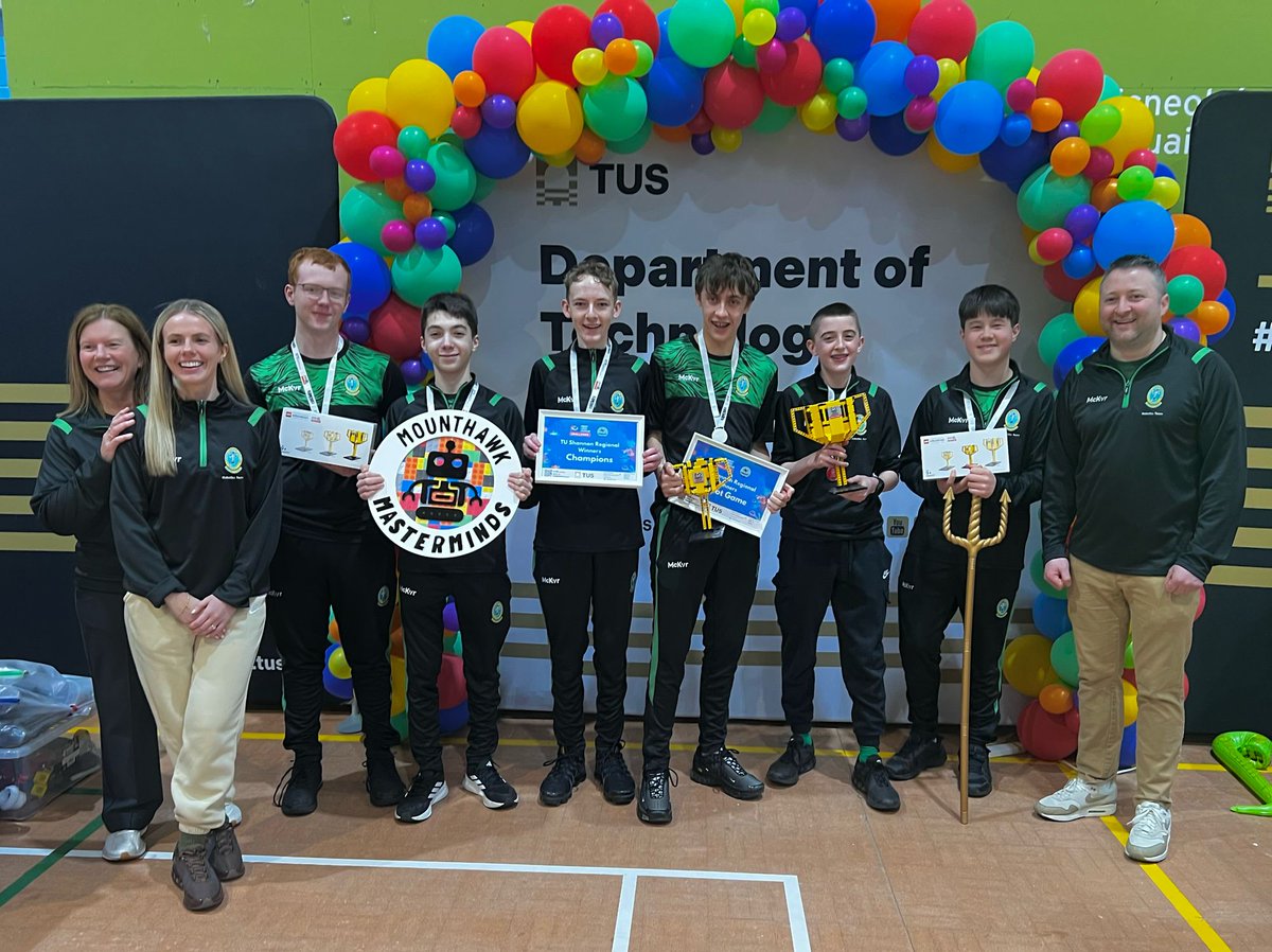 Mounthawk Masterminds- TU Shannon Regional Champions 🎉🏆 and winners of the Robot Competition. Off to the all Irelands in April 👏🏼🤖@tus_ie @flluk <a href="/Learnit_Ireland/">CreativeHUT Ireland</a> @mmhmasterminds