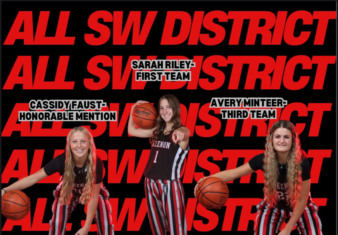 Congratulations to the Greenon Girls Basketball All-Southwest Ohio award recipients!

First Team- Sarah Riley
Third Team- Avery Minteer
Honorable Mention- Cassidy Faust

#KnightTime 
#LetsEAT