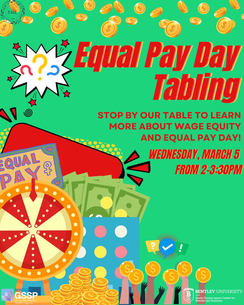 BentleyEthics's tweet image. Today is Equal Pay Day (March 25th)—because fairness and equity aren’t just ideals, they’re essentials, at the Gender and Sexuality Student Lounge (GSSL, STU310A) ✊✨

#bentleyu #equalpay #ethics