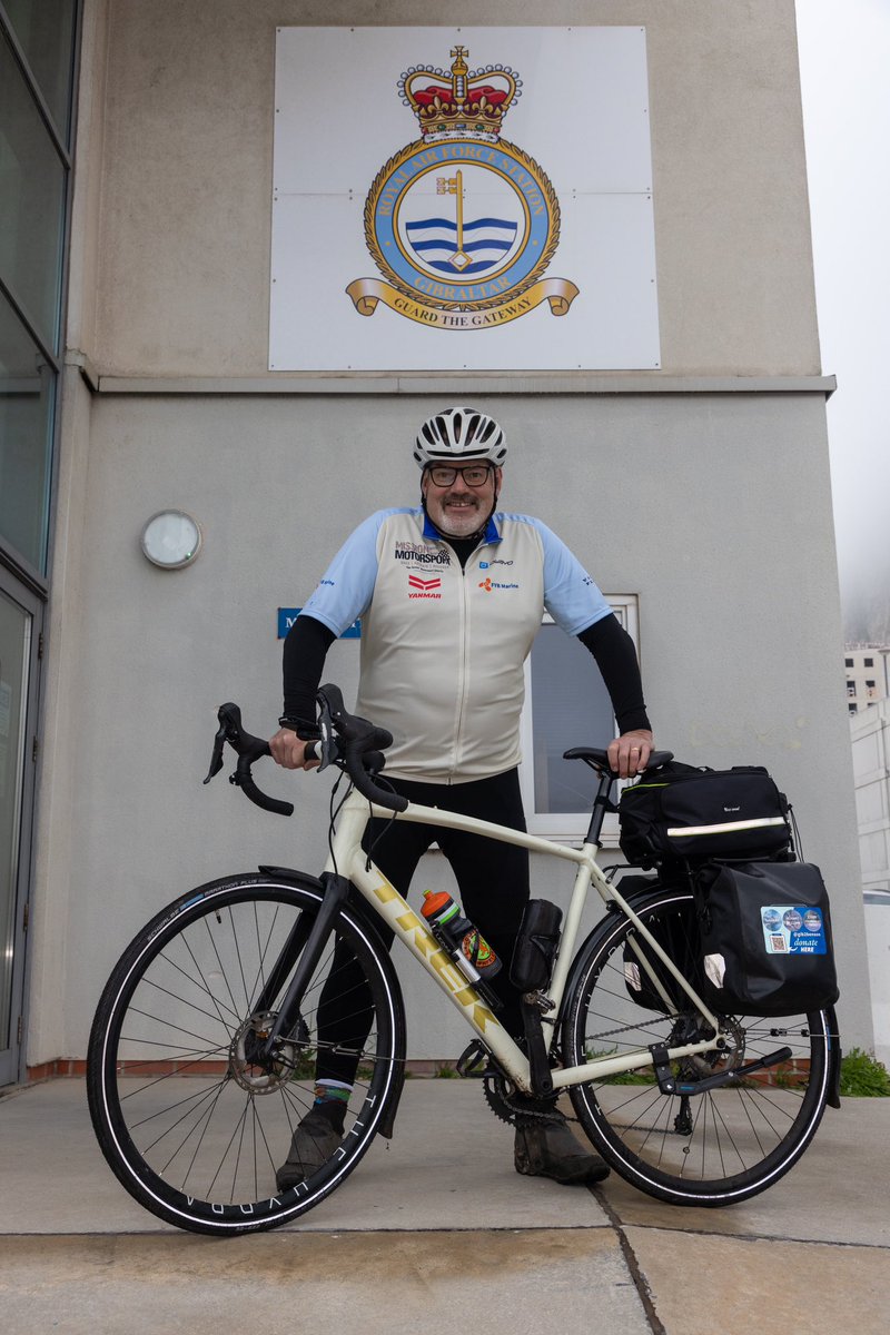 RAF Gibraltar (@raf_gib) on Twitter photo COS welcomed Mr Simon Griffiths to RAF Gibraltar as he prepares for a 1,500km solo charity cycle.
Departing Sunday, he'll ride from RAF Gibraltar to <a href="/RAFBenson/">RAF Benson</a> via the Bilbao-Portsmouth ferry, raising funds for Mission Motorsport—a charity helping veterans through motorsport. COS welcomed Mr Simon Griffiths to RAF Gibraltar as he prepares for a 1,500km solo charity cycle.
Departing Sunday, he'll ride from RAF Gibraltar to <a href="/RAFBenson/">RAF Benson</a> via the Bilbao-Portsmouth ferry, raising funds for Mission Motorsport—a charity helping veterans through motorsport.