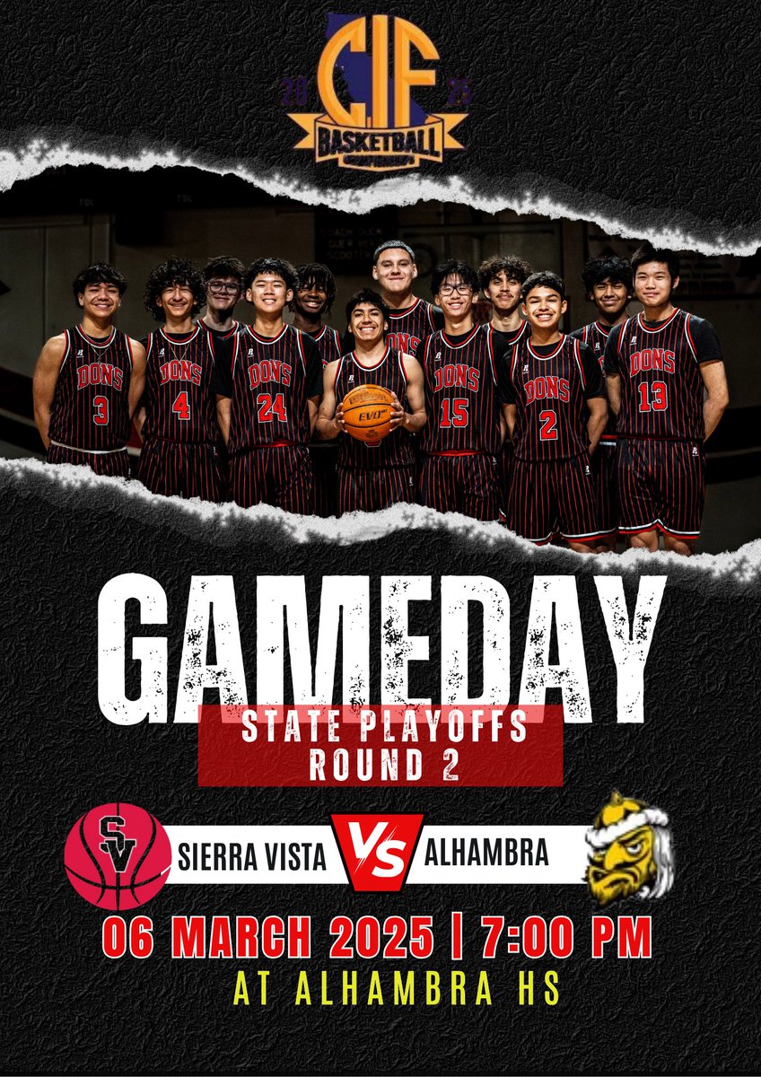 🚨GAMEDAY🚨
🆚Alhambra 
📅March 6, 2025
⏰7:00pm
📍Alhambra HS
🎟️State Playoffs D5
<a href="/James_Escarcega/">James Escarcega 📈🏈🏀⚾️🥎 🤼🤽🏽‍♂️🏊🏼‍♀️🏌🏻⚽️</a> <a href="/SGVNSports/">Fred J. Robledo 👨🏻‍💻</a> <a href="/tspeterson40/">Tim Peterson</a> <a href="/SteveRRamirez/">Steve Ramirez</a> <a href="/MattyK31/">Matthew Kovach</a> <a href="/RobynReclusado/">Robyn Reclusado-Garcia</a> <a href="/BPUSD/">Baldwin Park USD</a> <a href="/CoachSanchez31/">Coach Sanchez31</a> <a href="/HoopsCal/">SoCalHoopsScores</a> <a href="/CIFSS/">CIF Southern Section</a> <a href="/CAhoopss/">SGV hoops Mt Sac Area</a> <a href="/SoCalVarsity/">SoCal Varsity</a>