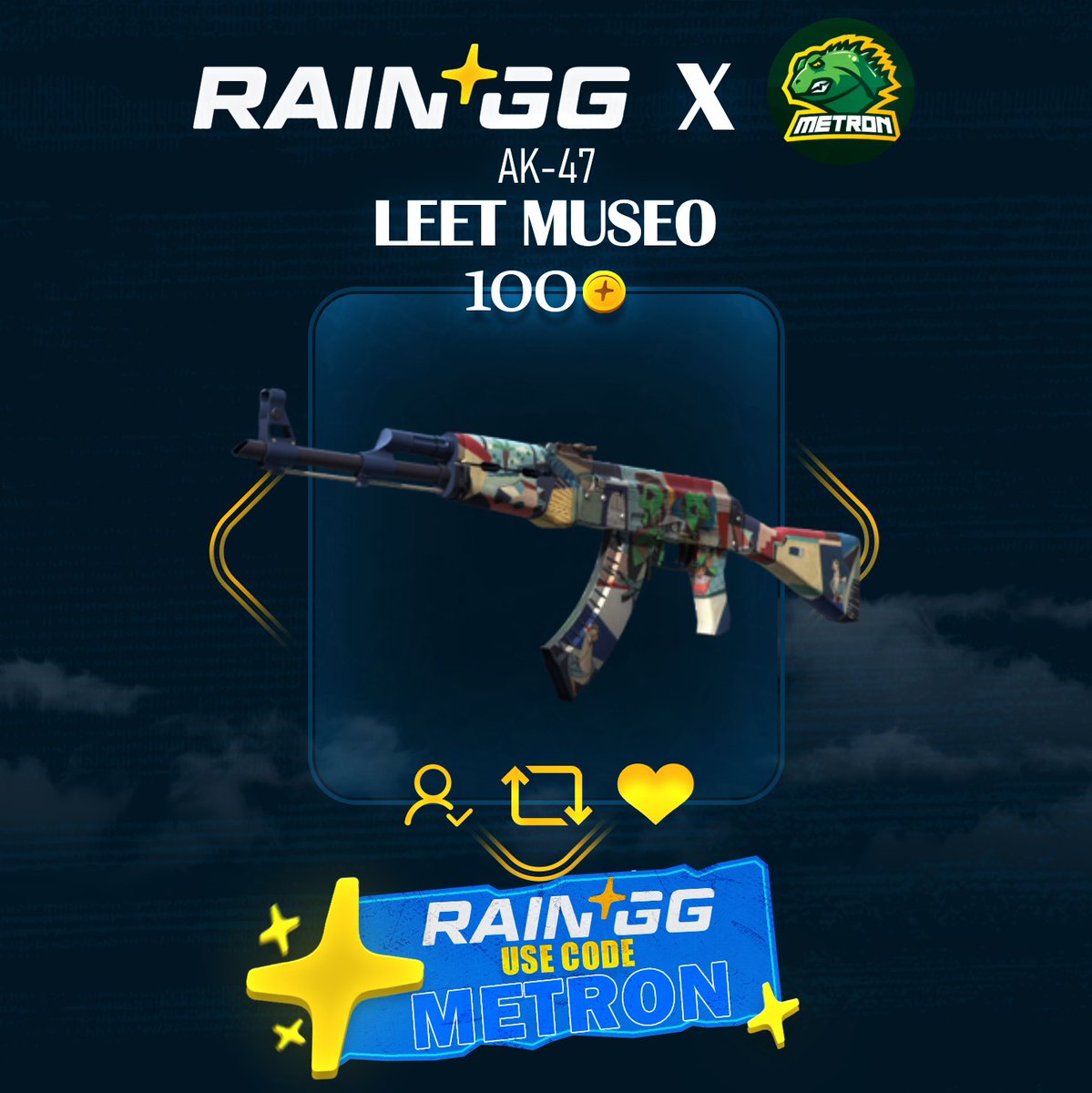 🟨METRON X RAIN Giveaway (100coins)🟨

👉to enter:
✅follow me &amp; <a href="/raindotgg/">Rain.gg</a> 
✅RT + Like &amp; Tag a friend

📅Ends in 7 days