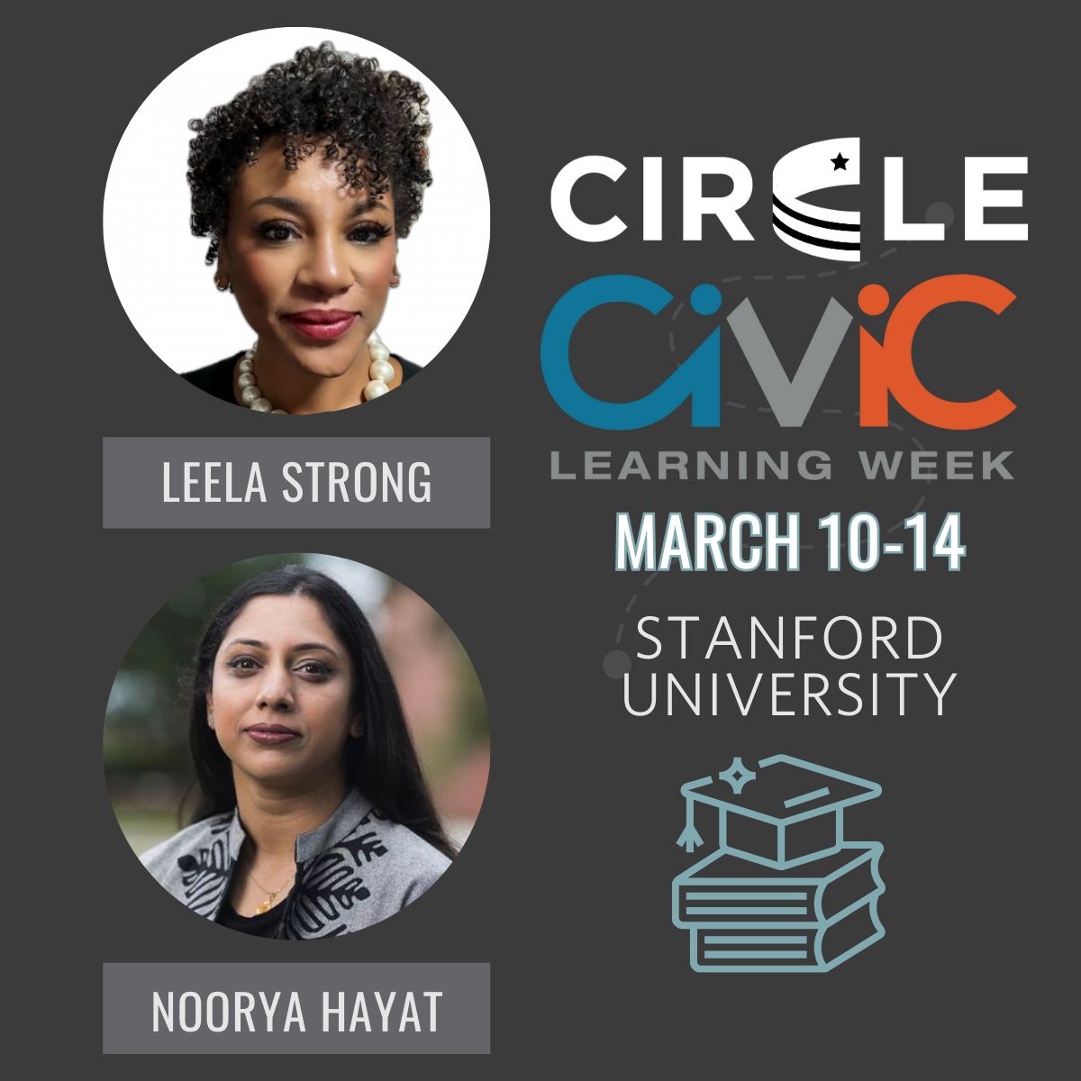 #CivicLearningWeek begins soon! 

CLW highlights civic learning as a nationwide priority for sustaining our constitutional democracy. 
Find online or in-person events, (some featuring CIRCLE Director Leela Strong and Senior Researcher Noorya Hayat) here: buff.ly/hUnZP7u