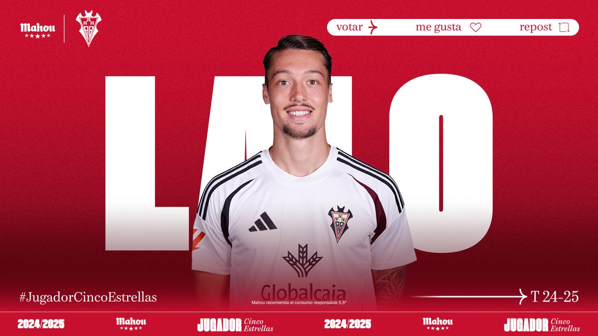 futbolmahou's tweet photo. RT o MG si crees que Lalo ha sido el #JugadorCincoEstrellas del @AlbaceteBPSAD en febrero. (3/6) https://t.co/qqVoDzLS0N