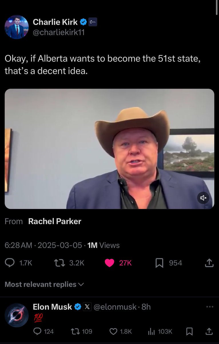 Emmanuel_Rach's tweet photo. NEW: Elon Musk agrees that it’s a good idea for Alberta to seek U.S. statehood. https://t.co/DrlCmOcMxC