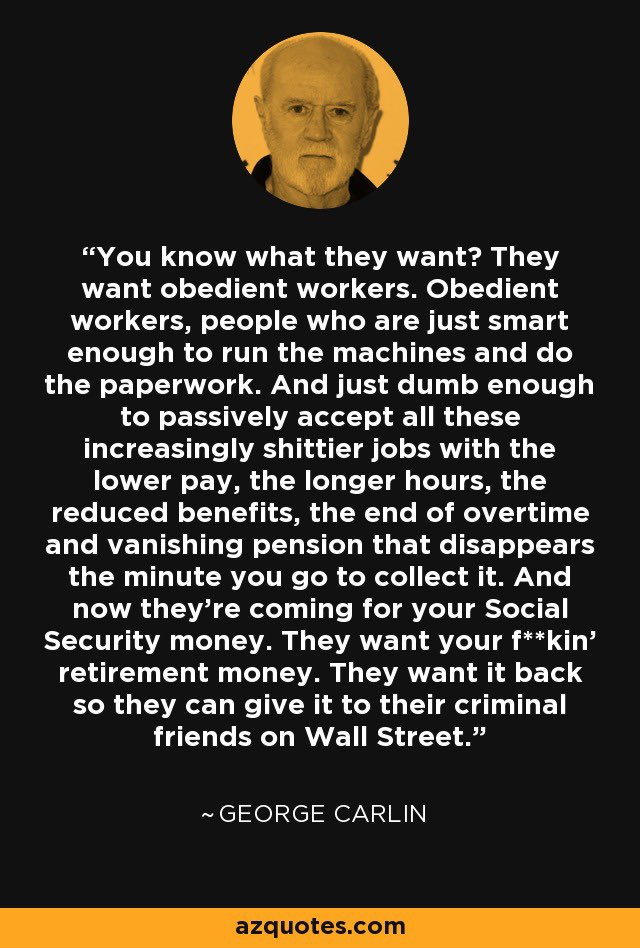 George Carlin broke it down as to why they want an uneducated populace.

We need the Department of Education and people on this app continually speaking and voting against their own self interests keeps reinforcing why we need the DoE.