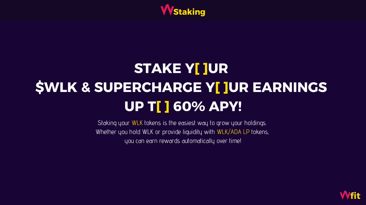 $WLK STAKING LAUNCHES TOMORROW! 🔥

Maximize Your Rewards!

⚡ 20-40% APR on $WLK Staking
⚡ 40-60% APR on LP Staking
⚡ Bonus Miner Rewards &amp; Buybacks!

Don’t miss out — $WLK is the ticker! 🚀

#Earn #Cardano