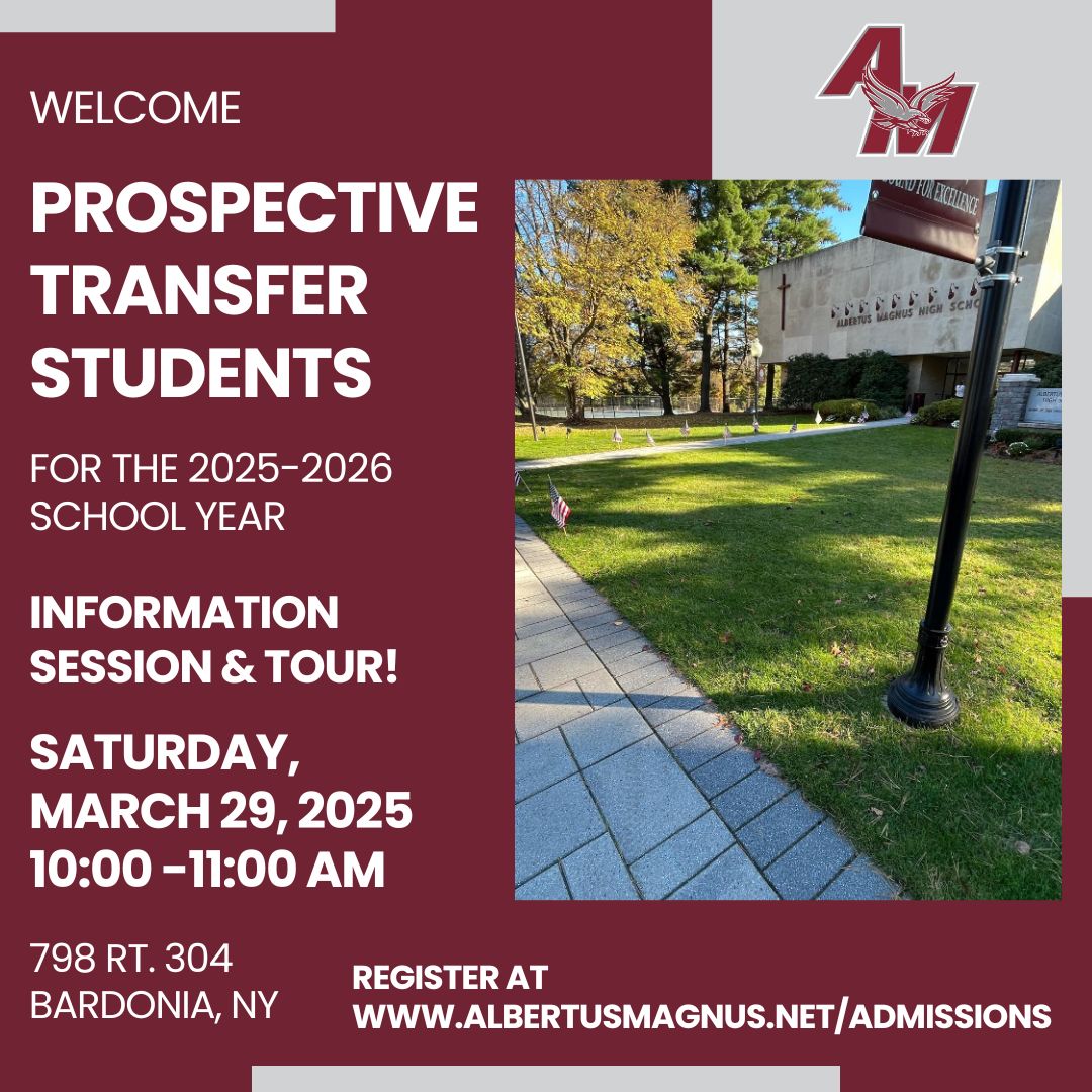 Looking for a new high school experience? This information session is for rising 10th and 11th graders! Register at: AlbertusMagnus.net/admissions