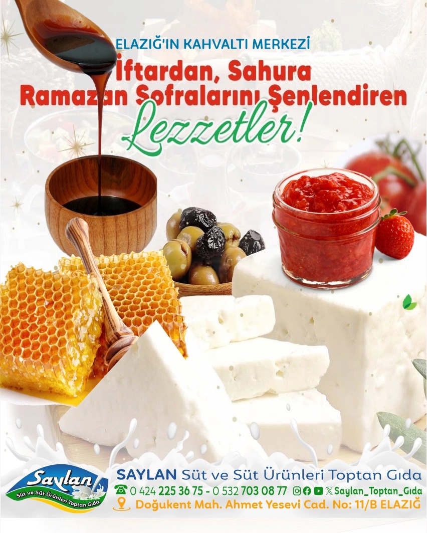 SAYLAN SÜT VE SÜT ÜRÜNLERİ TOPTAN GIDA

☎ 0 424 225 36 75 - 0 532 703 08 77
👉 Salıbaba Mah. Yaşar Doğu Cad. No:32 ELAZIĞ

#süt #peynir #cecilpeynir #dilpeyniri #salamurapeynir #örgüperde #kebir #akbulut #seyidoğlu #terayağ #kaymak #yoğurt #bal #karakovan #petekbal #süzmebal