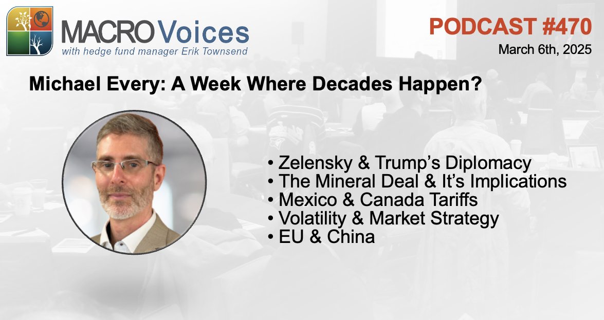 MacroVoices Podcast (@macrovoices) on Twitter photo MacroVoices <a href="/ErikSTownsend/">Erik Townsend 🛢️</a> & <a href="/PatrickCeresna/">Patrick Ceresna📈📉</a> welcome, <a href="/TheMichaelEvery/">Michael Every</a>. They'll discuss Michael’s prescient advice to “Take President Trump seriously but not necessarily literally” as he unpacks major headlines, from Oval Office antics and tariffs to executive orders, crypto, MacroVoices <a href="/ErikSTownsend/">Erik Townsend 🛢️</a> & <a href="/PatrickCeresna/">Patrick Ceresna📈📉</a> welcome, <a href="/TheMichaelEvery/">Michael Every</a>. They'll discuss Michael’s prescient advice to “Take President Trump seriously but not necessarily literally” as he unpacks major headlines, from Oval Office antics and tariffs to executive orders, crypto,