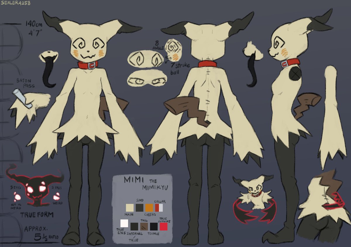 LlyanaTherasll's tweet image. Mimi the Mimikyu ref sheet, finally after 65 years!