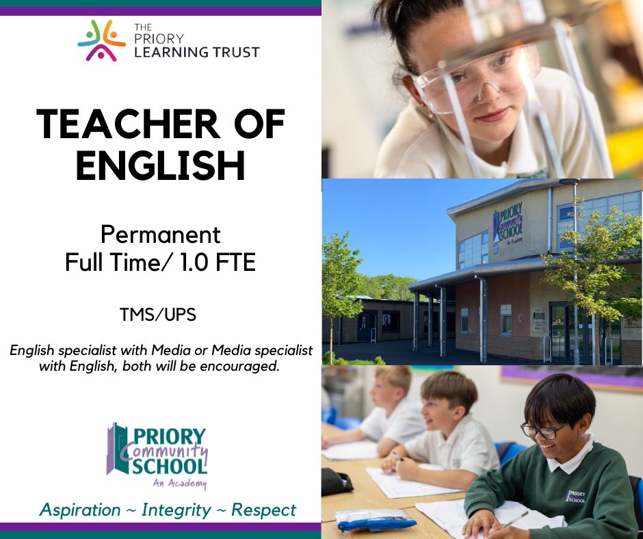 TPLT Careers (@tpltcareers) on Twitter photo - Teacher of English -
<a href="/Priorycsa/">Priory Community School - an Academy</a>
We offer high quality development opportunities and a supportive, dynamic & diverse workplace, highly supported by a hands-on team in all areas.
For more information & to apply, please visit the link below;
bit.ly/42NVWdd
#TPLT - Teacher of English -
<a href="/Priorycsa/">Priory Community School - an Academy</a>
We offer high quality development opportunities and a supportive, dynamic & diverse workplace, highly supported by a hands-on team in all areas.
For more information & to apply, please visit the link below;
bit.ly/42NVWdd
#TPLT