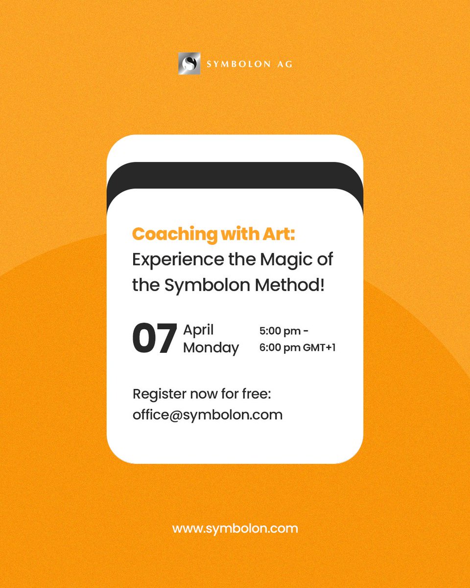 Coaching with Art: Discover the Symbolon Method!✨

Discover your potential through art &amp; psychology! Join us Mon, 7th April, 5:00-6:00 PM GMT+1 for a free session.

Register now: symbolon.com/en/events 

#symbolonmethod #symbolonprofile #coaching #teamcoaching #coachingwithart