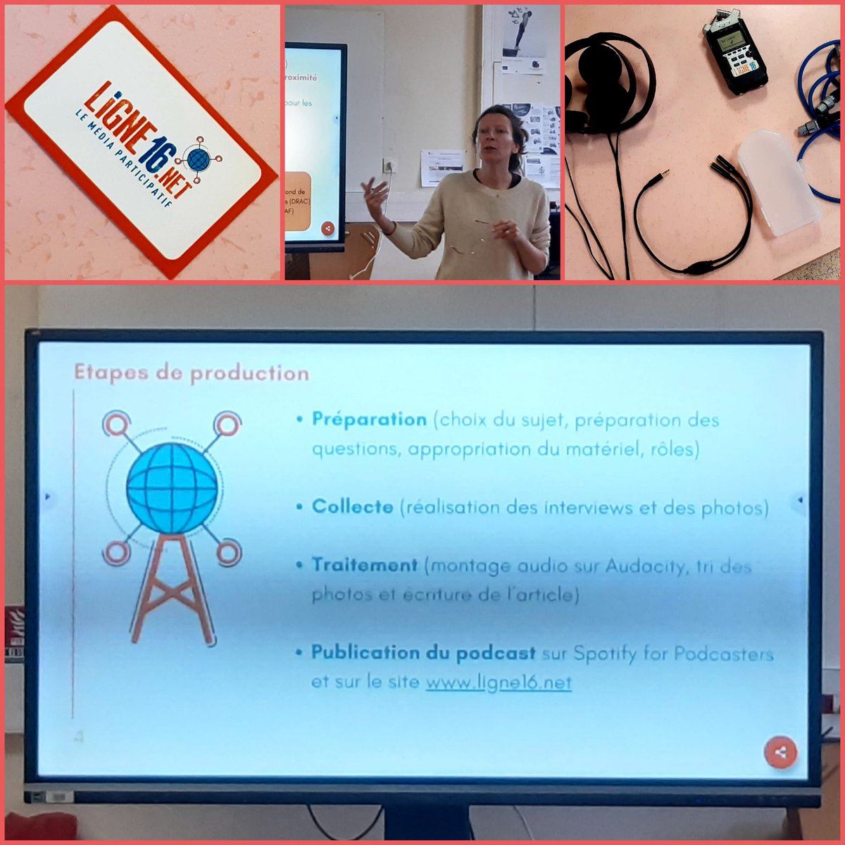 #EMI Les 4e3 ont débuté les ateliers web reportage.Savoir informer &amp; s'informer sans déformer,se familiariser avec le métier de reporter et le matériel pro. Obj: publier des articles &amp; animer une émission 📻d'ici mai ! 🙏🏻à Tania Cognée de ligne16.net &amp; @Iehublotnice☺️